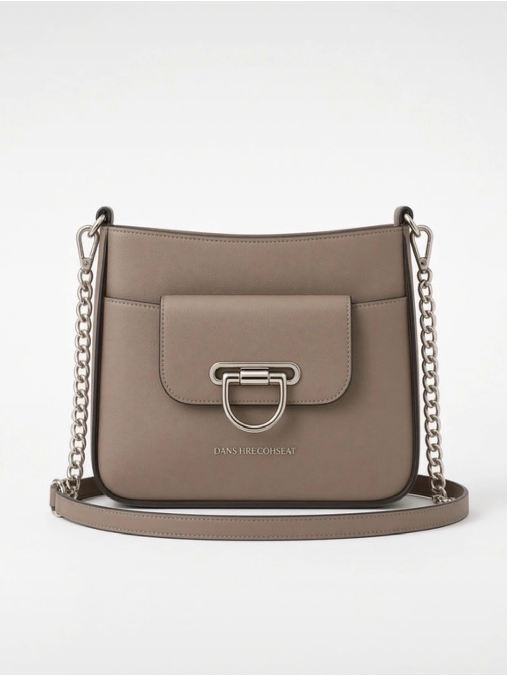 Dana Buchman Taupe-Gray Crossbody with Silver Hardware